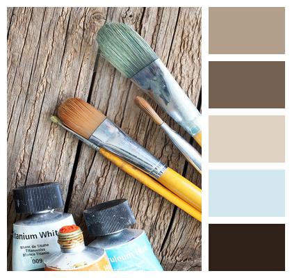 Art Supplies Paint Brushes Paint Tubes Image